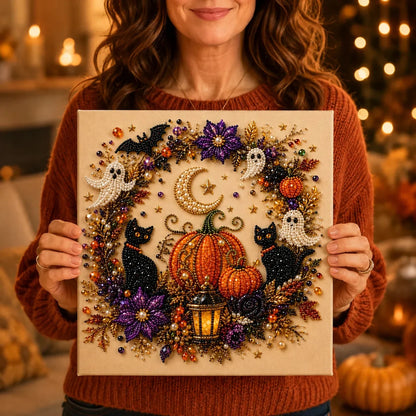 Halloween knutselset met parelachtige kralen – Gezellige doe-het-zelf wanddecoratie