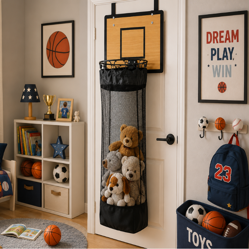 Hangende opberger met basketbalring-design - Voor wasgoed en speelgoed