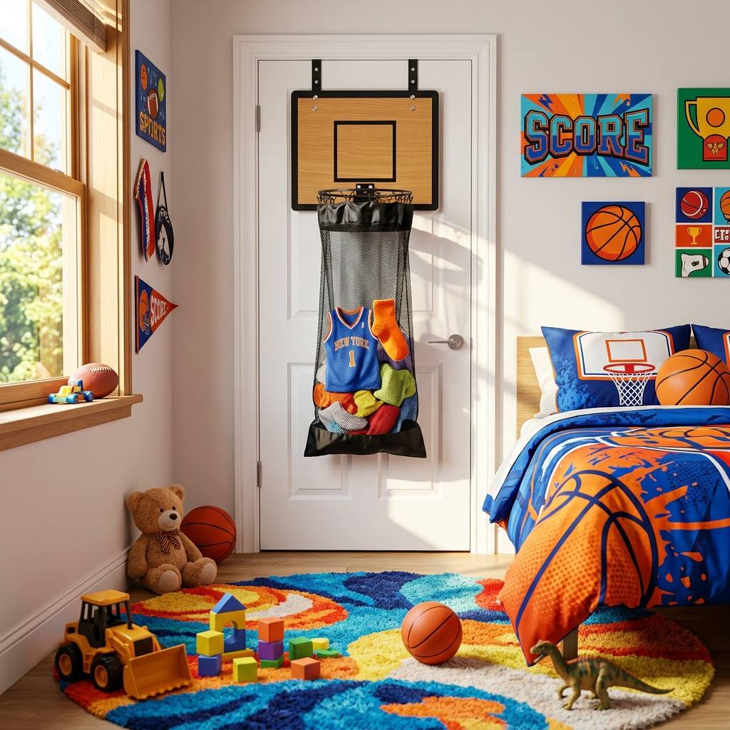 Hangende opberger met basketbalring-design - Voor wasgoed en speelgoed