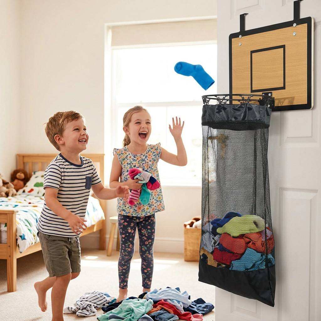 Hangende opberger met basketbalring-design - Voor wasgoed en speelgoed