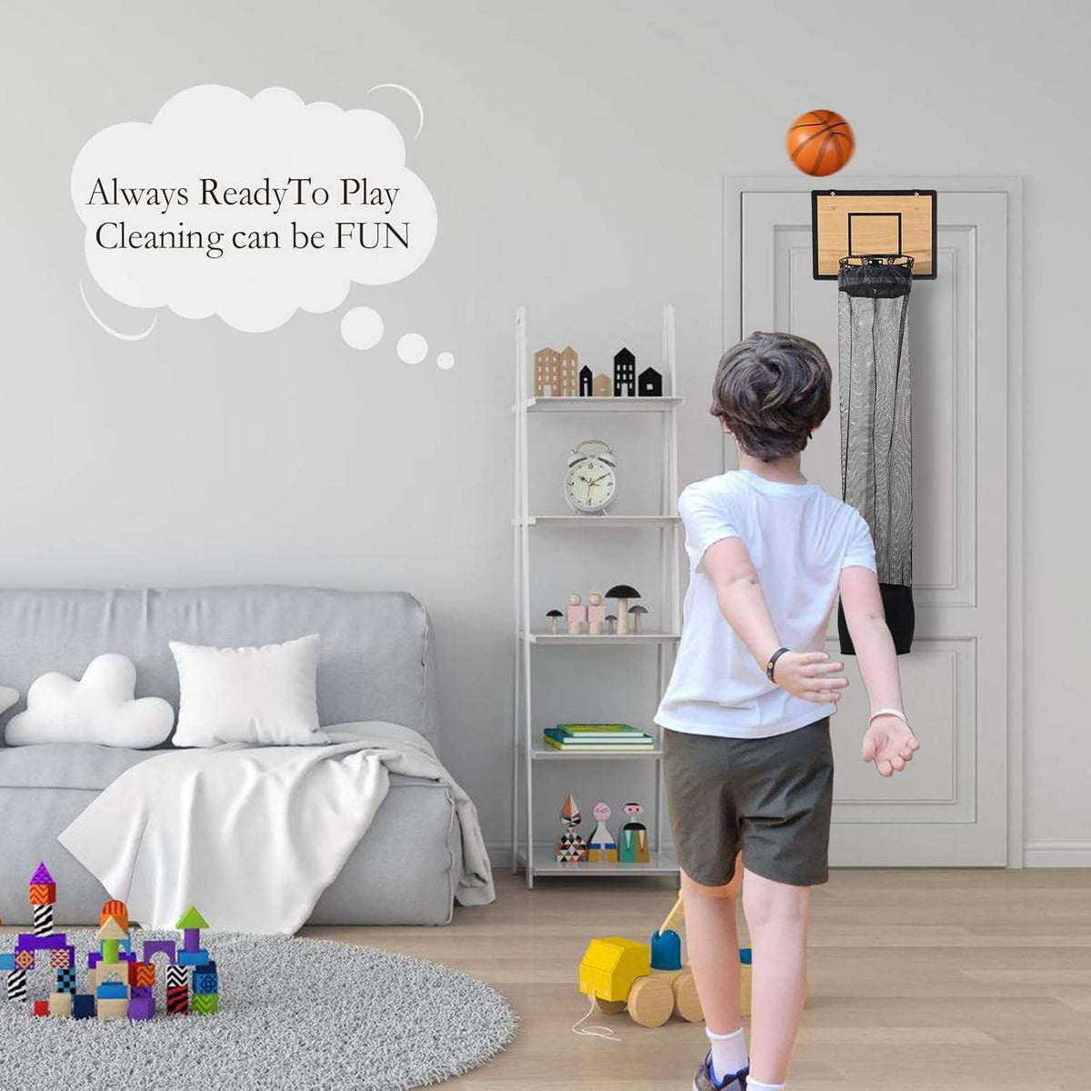 Hangende opberger met basketbalring-design - Voor wasgoed en speelgoed