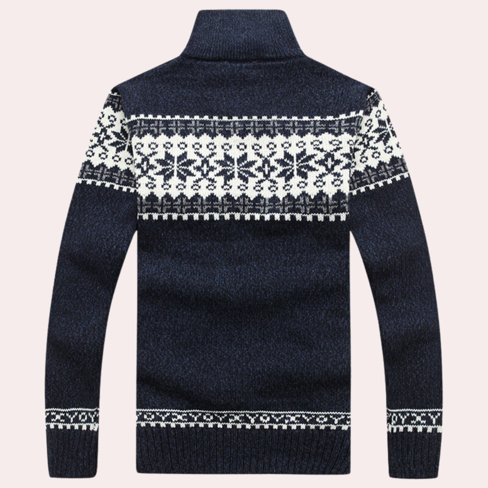 Harald | Heren cardigan met doorlopende ritssluiting en motief