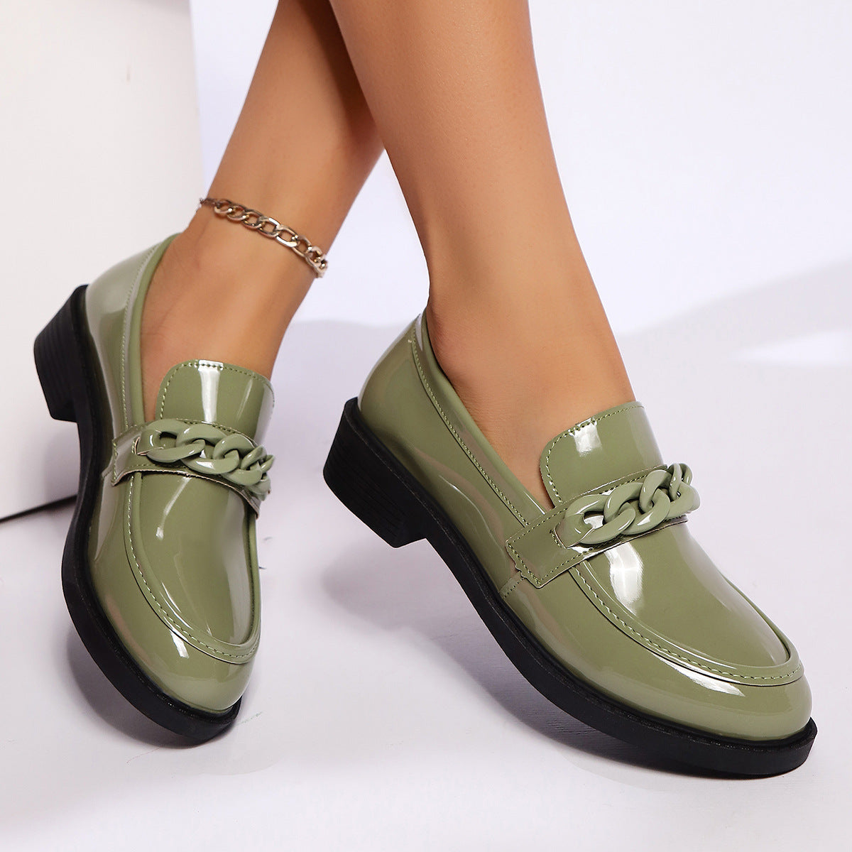 Image of Hendrika | Dames Ketting Platform Loafers