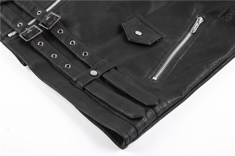 Image of Heren Asymmetrisch Bikerjack met Rits