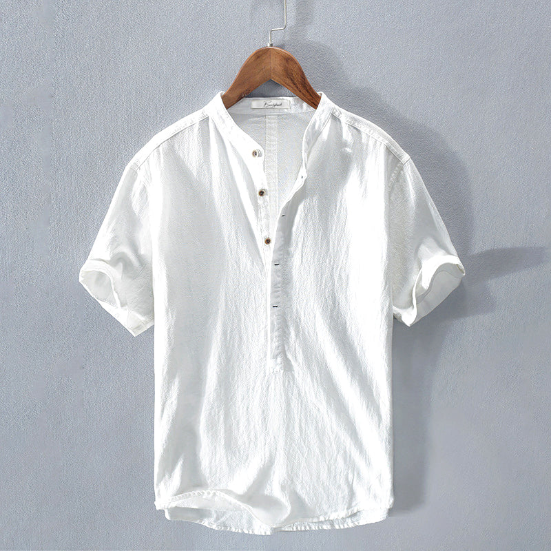 Image of Heren Band Collar Henley Shirt