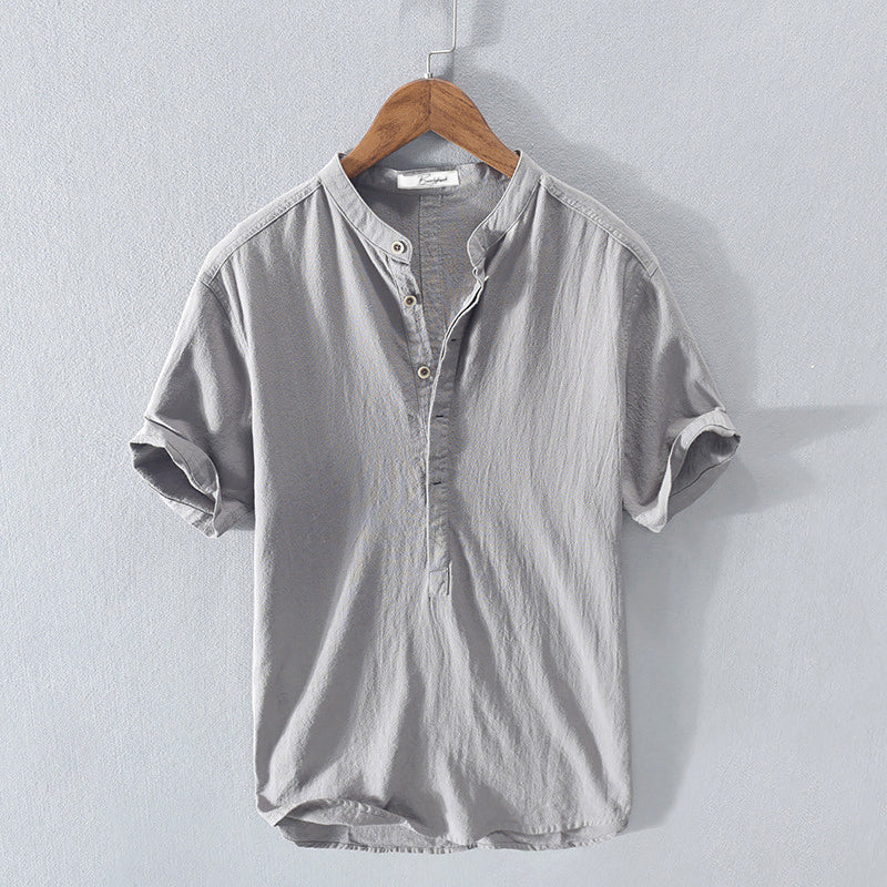 Image of Heren Band Collar Henley Shirt