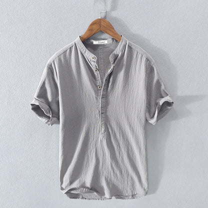 Image of Heren Band Collar Henley Shirt