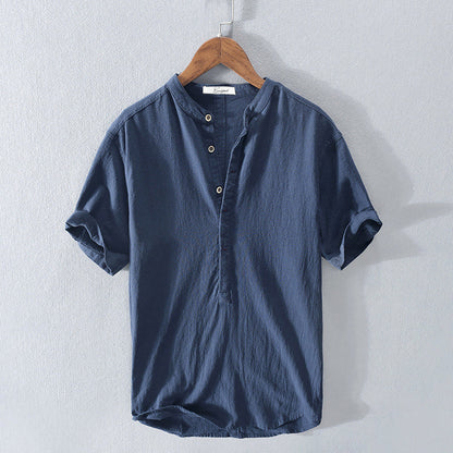 Image of Heren Band Collar Henley Shirt