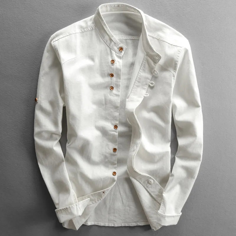 Image of Heren Band Collar Lange Mouw Shirt