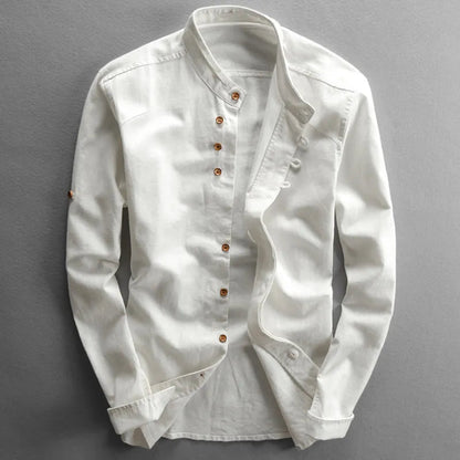 Image of Heren Band Collar Lange Mouw Shirt
