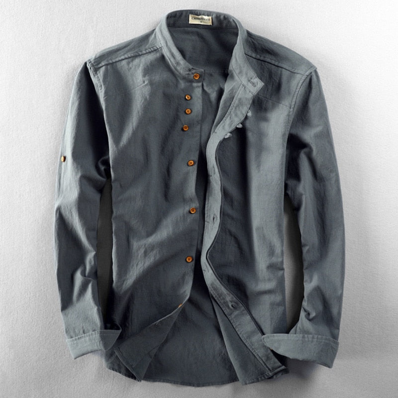 Image of Heren Band Collar Lange Mouw Shirt