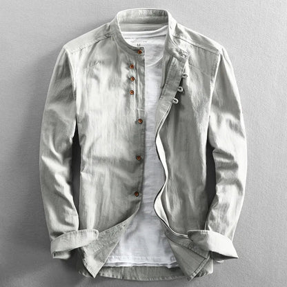 Image of Heren Band Collar Lange Mouw Shirt