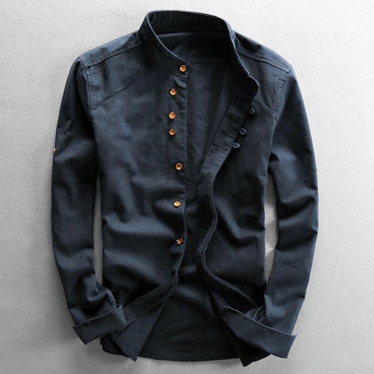 Image of Heren Band Collar Lange Mouw Shirt
