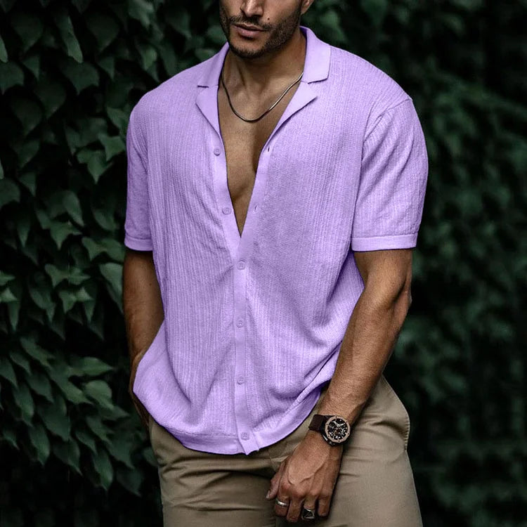 Image of Heren Camp Collar Shirt met Korte Mouwen