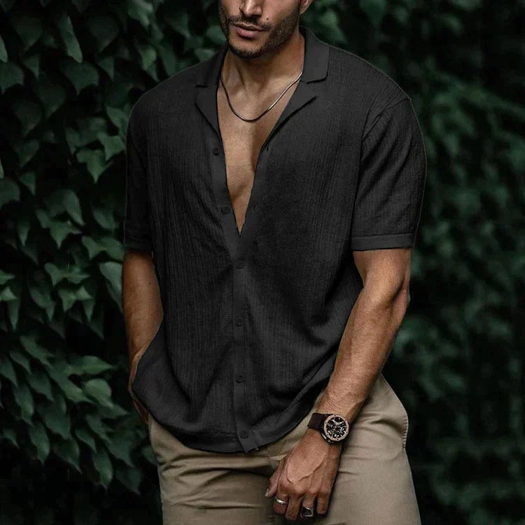Image of Heren Camp Collar Shirt met Korte Mouwen