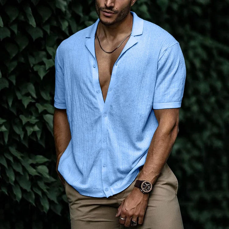 Image of Heren Camp Collar Shirt met Korte Mouwen