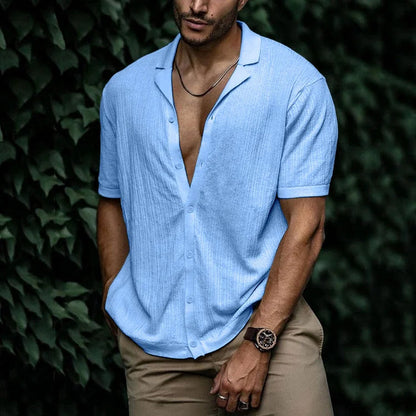 Image of Heren Camp Collar Shirt met Korte Mouwen