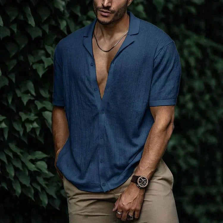 Image of Heren Camp Collar Shirt met Korte Mouwen