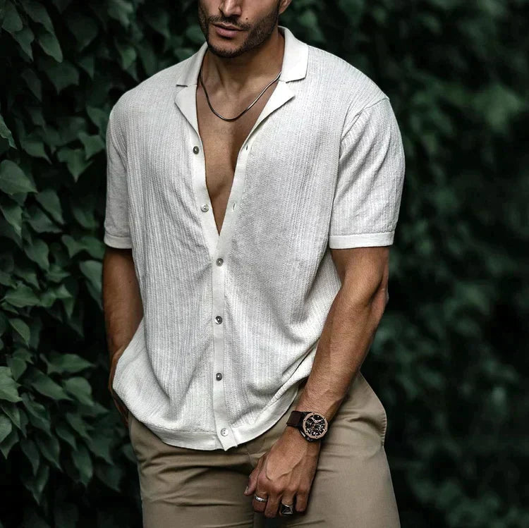 Image of Heren Camp Collar Shirt met Korte Mouwen