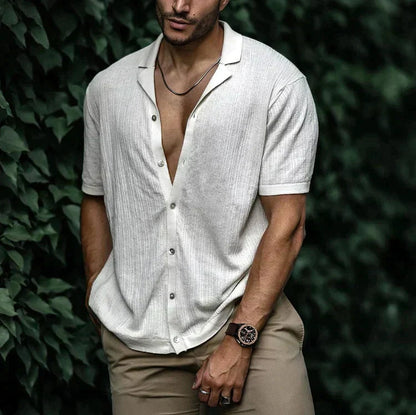 Image of Heren Camp Collar Shirt met Korte Mouwen