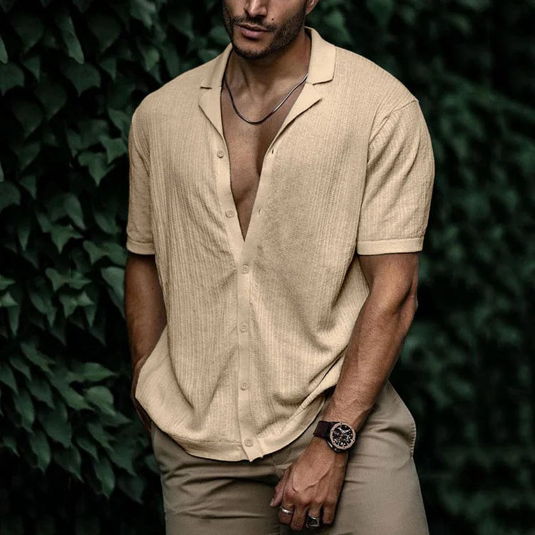 Image of Heren Camp Collar Shirt met Korte Mouwen