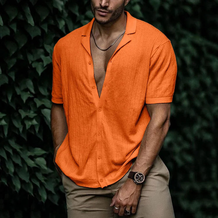 Image of Heren Camp Collar Shirt met Korte Mouwen