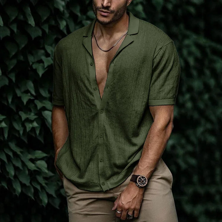 Image of Heren Camp Collar Shirt met Korte Mouwen