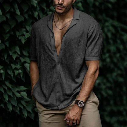 Image of Heren Camp Collar Shirt met Korte Mouwen