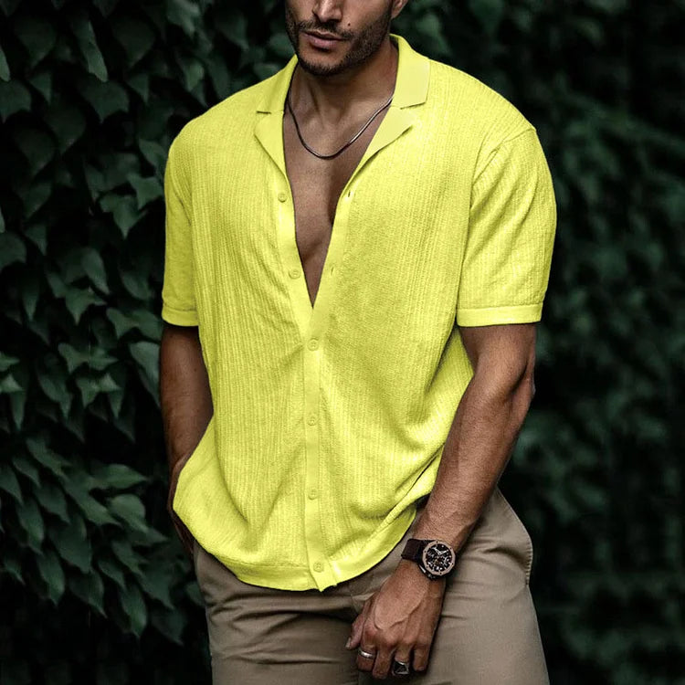 Image of Heren Camp Collar Shirt met Korte Mouwen