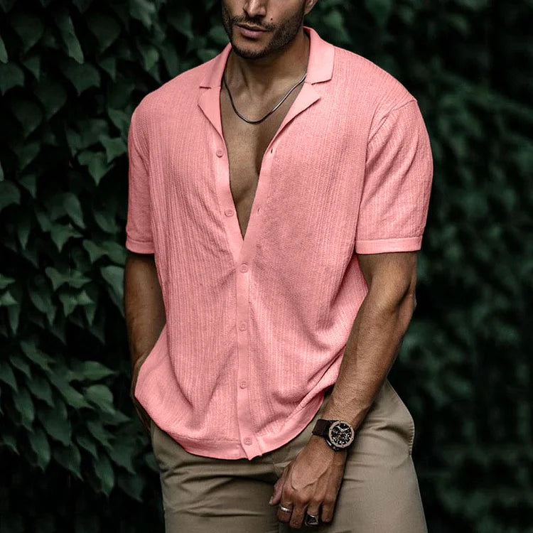 Image of Heren Camp Collar Shirt met Korte Mouwen