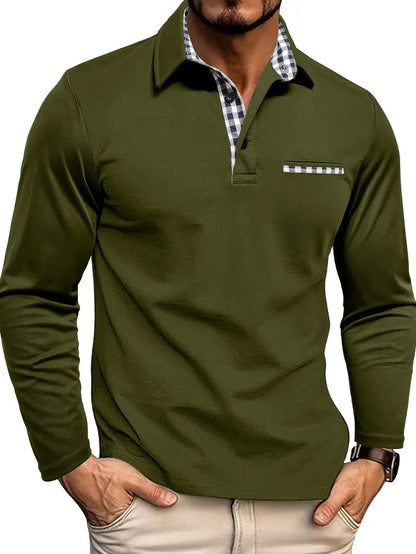 Image of Heren Casual Poloshirt met Lange Mouwen
