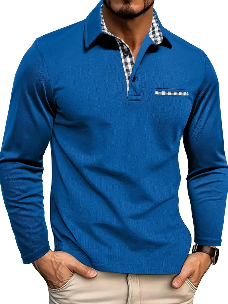 Image of Heren Casual Poloshirt met Lange Mouwen