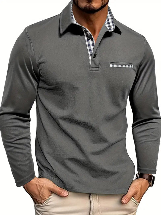 Image of Heren Casual Poloshirt met Lange Mouwen