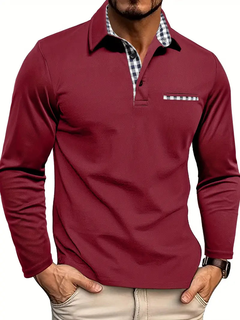 Image of Heren Casual Poloshirt met Lange Mouwen