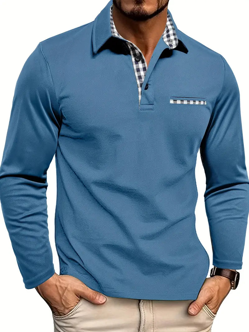 Image of Heren Casual Poloshirt met Lange Mouwen