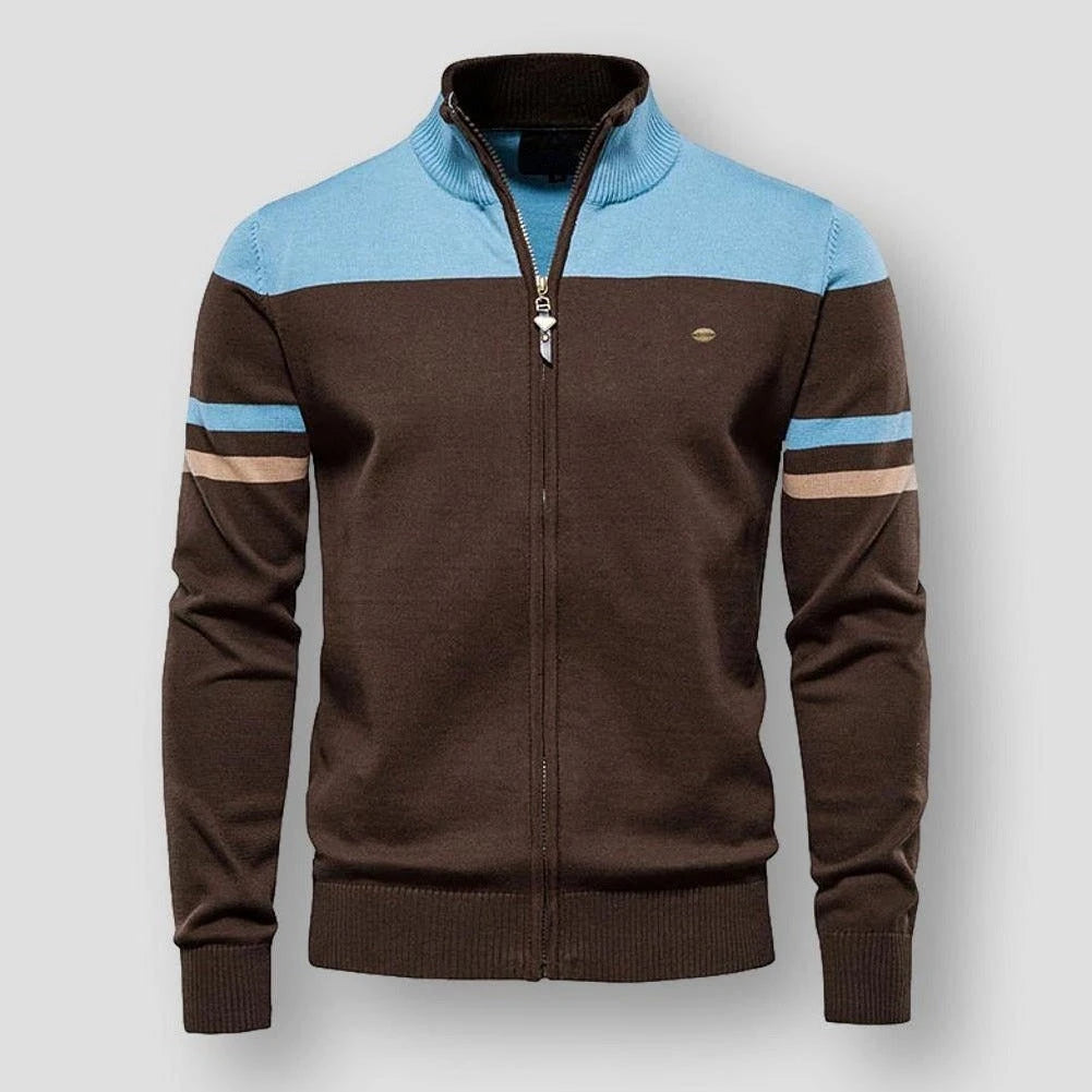 Image of Heren Color Block Zip-Up Jas
