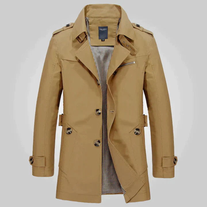 Image of Heren Double-Breasted Lange Trenchcoat