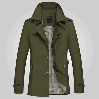 Image of Heren Double-Breasted Lange Trenchcoat