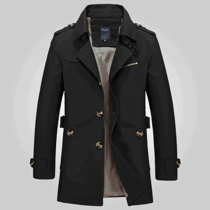 Image of Heren Double-Breasted Lange Trenchcoat