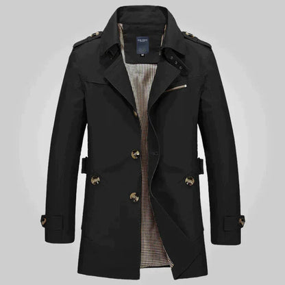 Image of Heren Double-Breasted Lange Trenchcoat