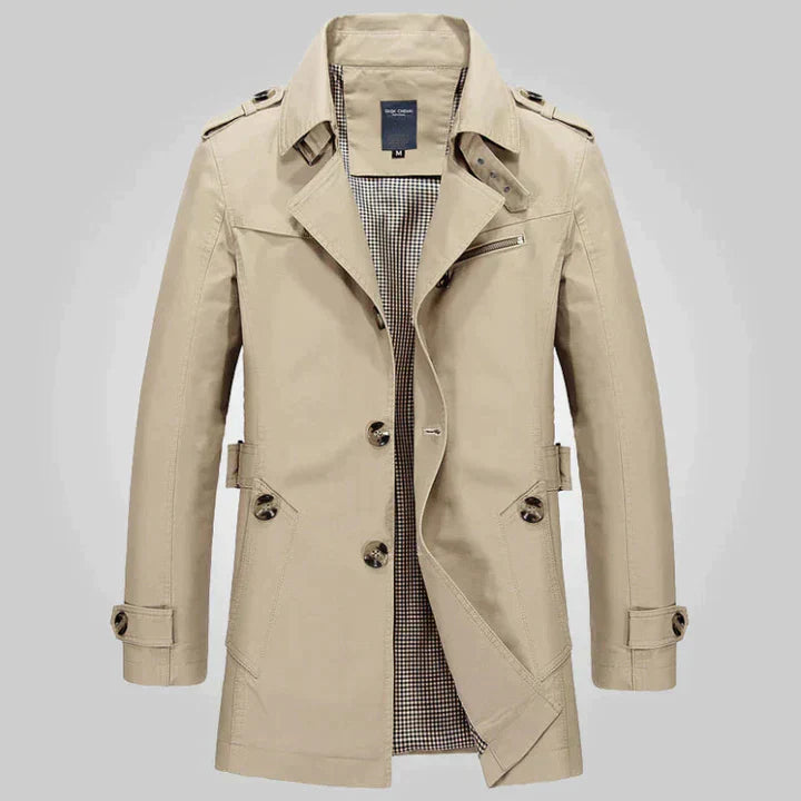Image of Heren Double-Breasted Lange Trenchcoat