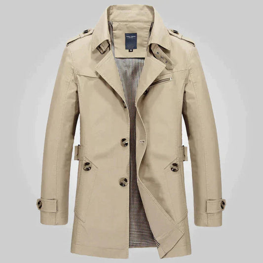 Image of Heren Double-Breasted Lange Trenchcoat