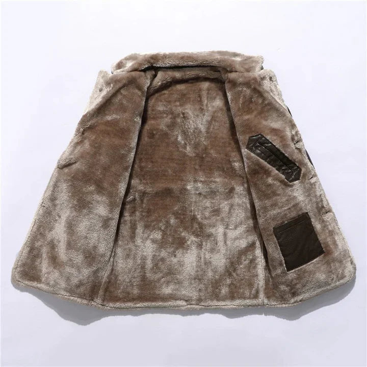 Image of Heren Faux Fur Kraag Lange Jas