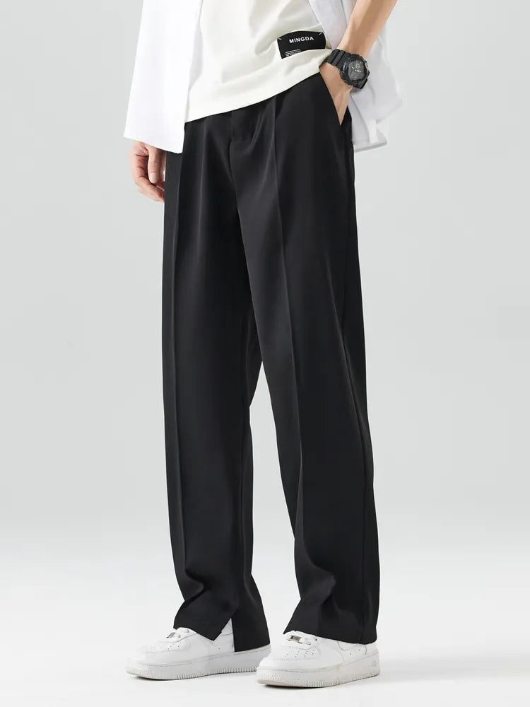 Image of Heren Geplooide Broek met Wijde Pijpen