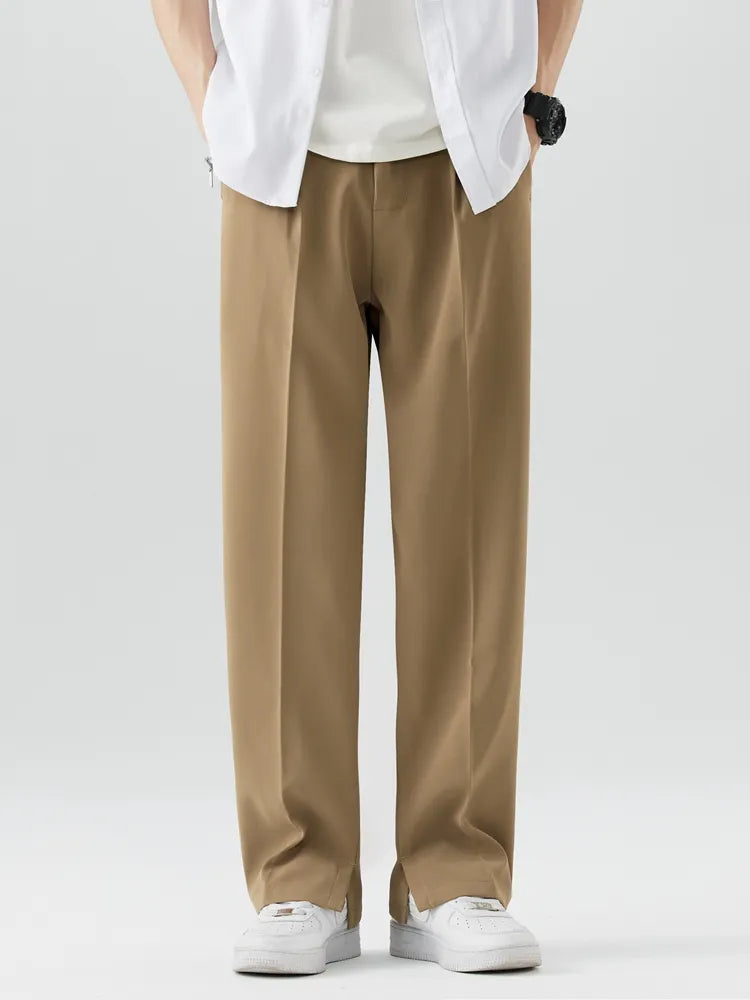 Image of Heren Geplooide Broek met Wijde Pijpen