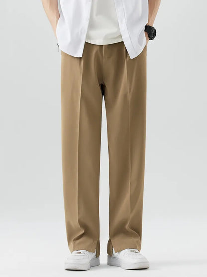 Image of Heren Geplooide Broek met Wijde Pijpen