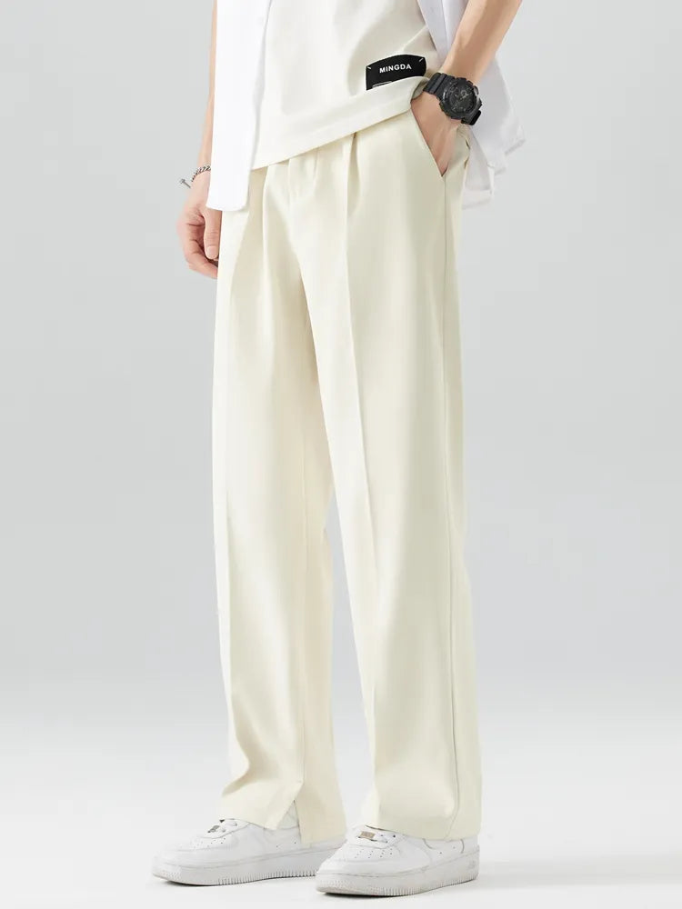 Image of Heren Geplooide Broek met Wijde Pijpen