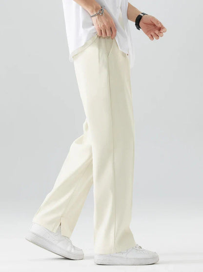 Image of Heren Geplooide Broek met Wijde Pijpen