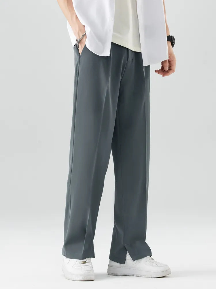Image of Heren Geplooide Broek met Wijde Pijpen