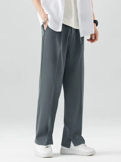 Image of Heren Geplooide Broek met Wijde Pijpen